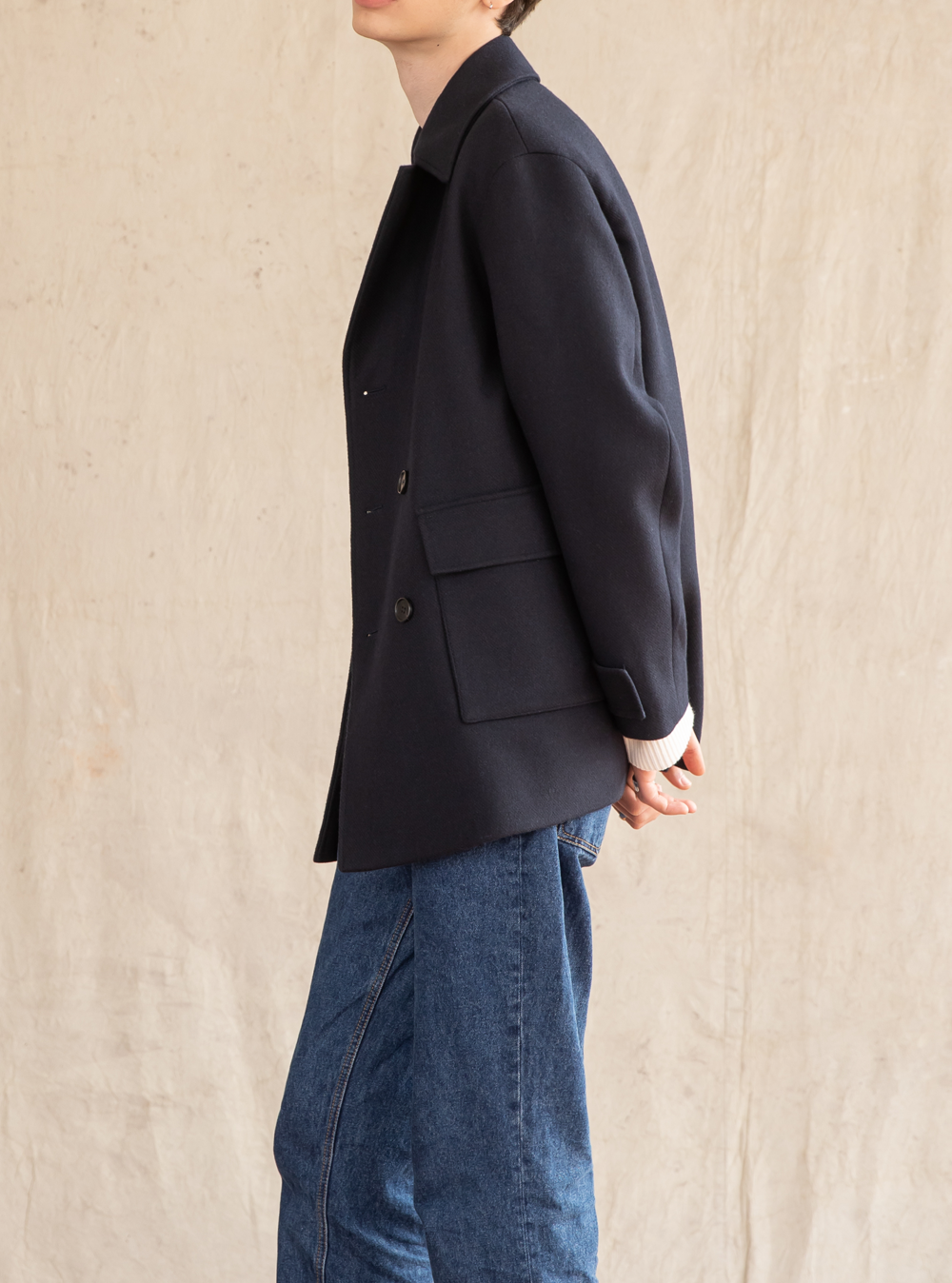 OUT POCKET PEA COAT [NAVY]
